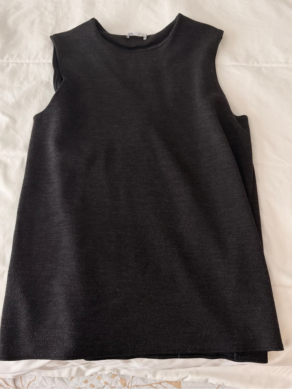 Zara Black Knit Crewneck Shell Top